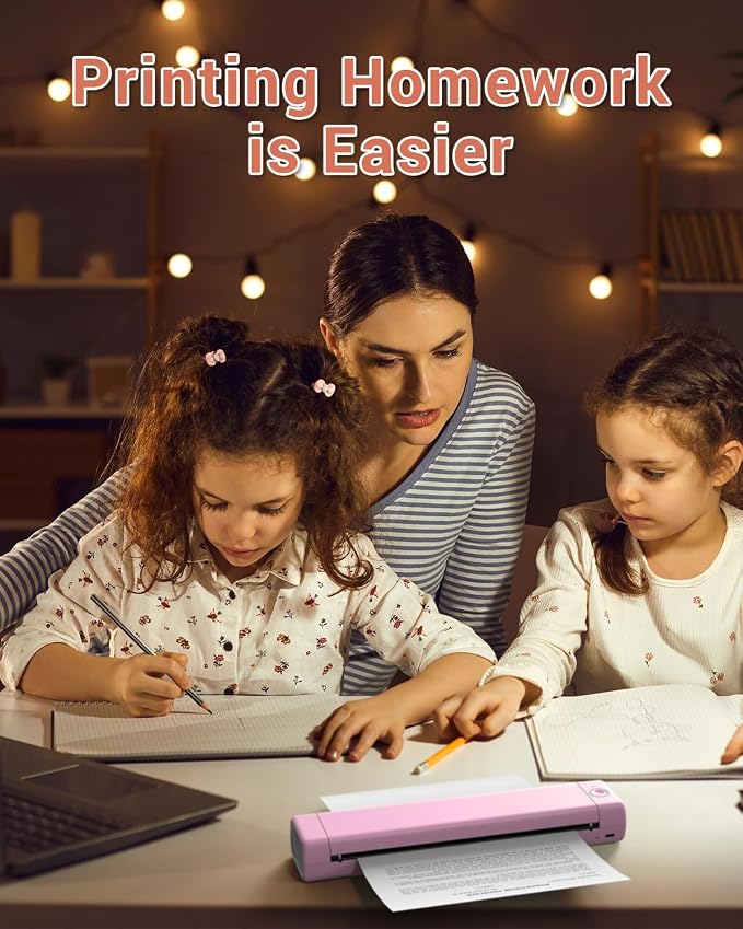 Phomemo Portable Printers Wireless for Travel, M08F Thermal Bluetooth Printer Support for 8.5"x11" US Letter, Small Inkless Printer Compatible with iOS, Android, Laptop for Car, Office, Home