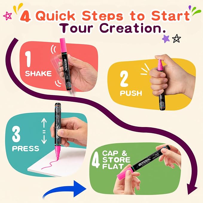 GOTIDEAL Chalk Markers,16 Colors Liquid Chalk Markers for Blackboard