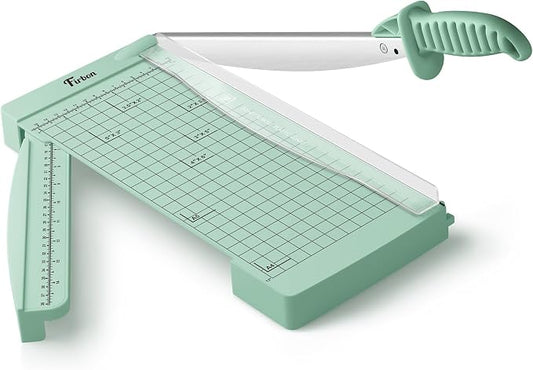 Firbon 12" Guillotine Paper Cutter with Hidden Ruler, Compact Paper Trimmer | 12-Sheet Capacity | Morandi | Dual Scale | Paper, Cardstock & Photo Trimming | Scrapbooking Craft | Office, Home & Studio Use