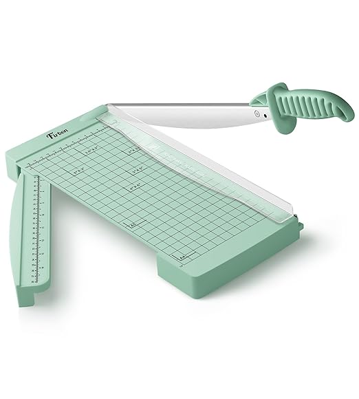 Firbon 12" Guillotine Paper Cutter with Hidden Ruler, Compact Heavy Duty 12-Sheet Capacity Trimmer for Cardstock, Photos, Scrapbooking, Office, Classroom, Studio (Morandi)