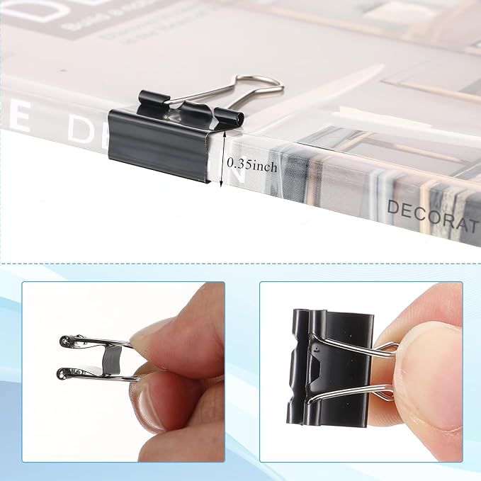 Jetec 200 Pcs Black 0.6 Inch Binder Clip Paper Clamp Metal Paper Clip | for Teachers Students Classroom Business Office and School Office Supplies