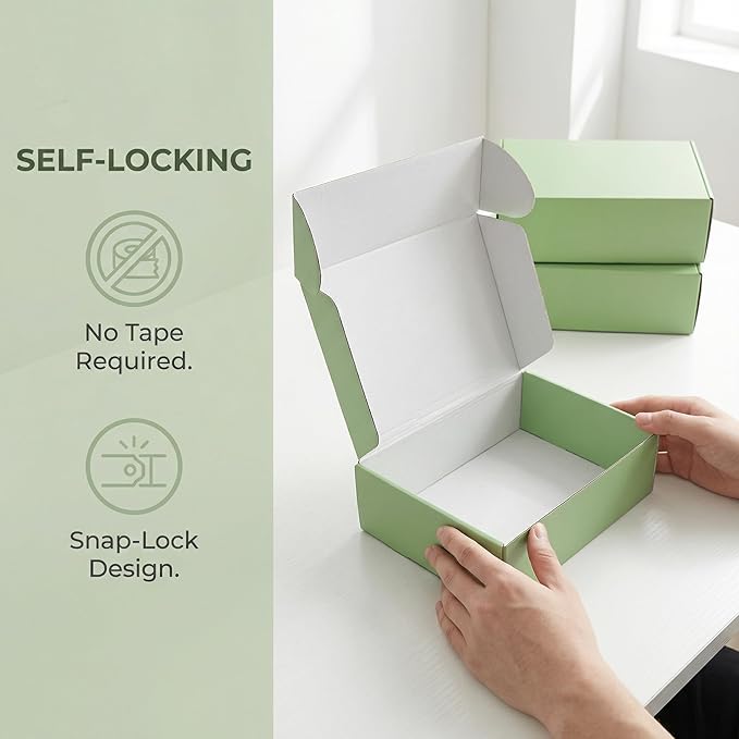 12x9x4 inch Shipping Boxes Set of 6 Green, Inner Size 11.6x8.6x3.6 inch Cardboard Box Mailers for Small Business Packaging Mailing or Gift Wrapping Giving