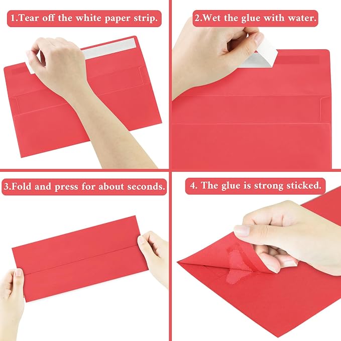 100 Pcs Christmas #10 Business Envelopes, 50 Pcs Red and 50 Pcs Dark Green Standard Envelopes Self Seal, Letter Size Mailing Envelopes for Birthday Graduation Wedding, 4 1/8 x 9 1/2 Inch