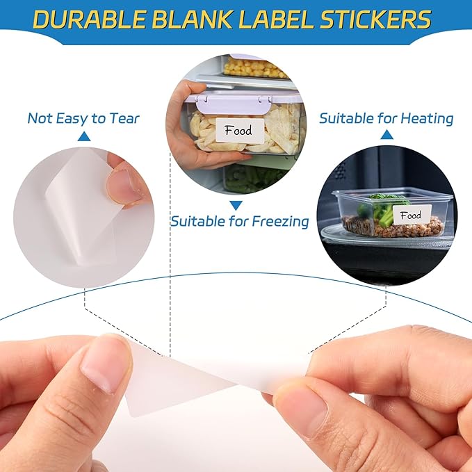 1000 Pcs Removable Freezer Labels, 1" x 2" Blank Label Stickers with Perforation Line Waterproof Oil-Proof Sticker Labels Storage for Food Containers Jars Bottle