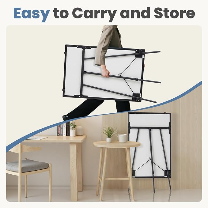 DUMOS 40"x28" Magnetic White Board Easel with Stand, Silver Aluminium Frame, Black