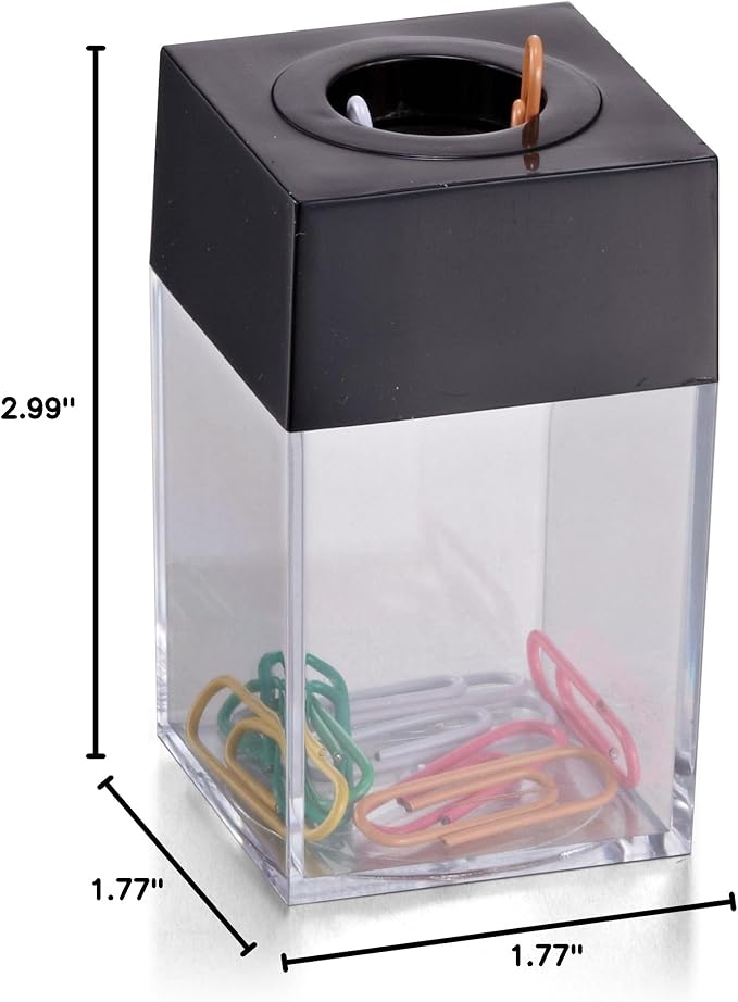 Officemate Small Clip Dispenser with Magnetic Top, Clear/Black (93687)
