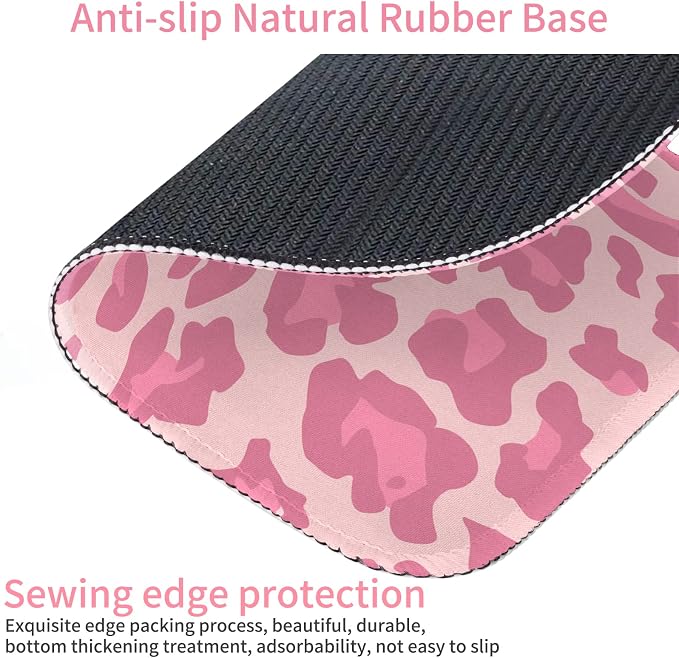 Seorsok Pink Leopard Mouse Pad,Mouse Mat Square Waterproof Mouse Pad Non-Slip Rubber Base Mouse Pads for Office Laptop,9.5"x7.8"x0.12" Inch