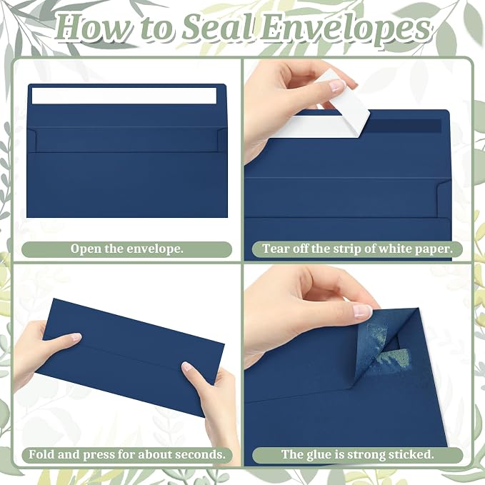 Mulbozy 50 Pcs Navy Blue #10 Business Envelopes, Self Seal Standard Envelopes, Windowless Business Mailing Envelopes for Office Checks Letters Invoices Statements Wedding, Size 4-1/8 x 9-1/2 inch