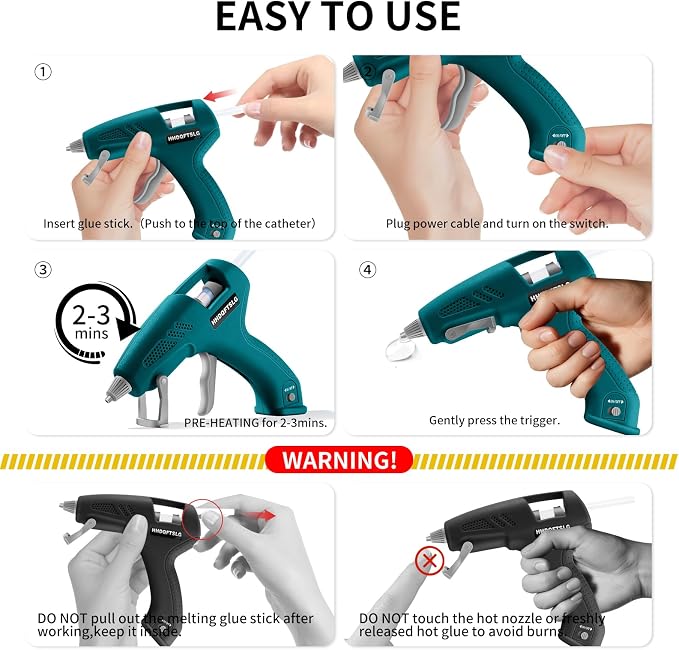 Cordless Hot Glue Gun Kit with 30 Sticks, Fast Heating 2.6Ah Rechargeable | 20W Anti-Drip Glue Gun and Sticks Set (0.27"×6") USB-C Rechargeable Mini Glue Gun Ideal for School Crafts DIY Making Repairs