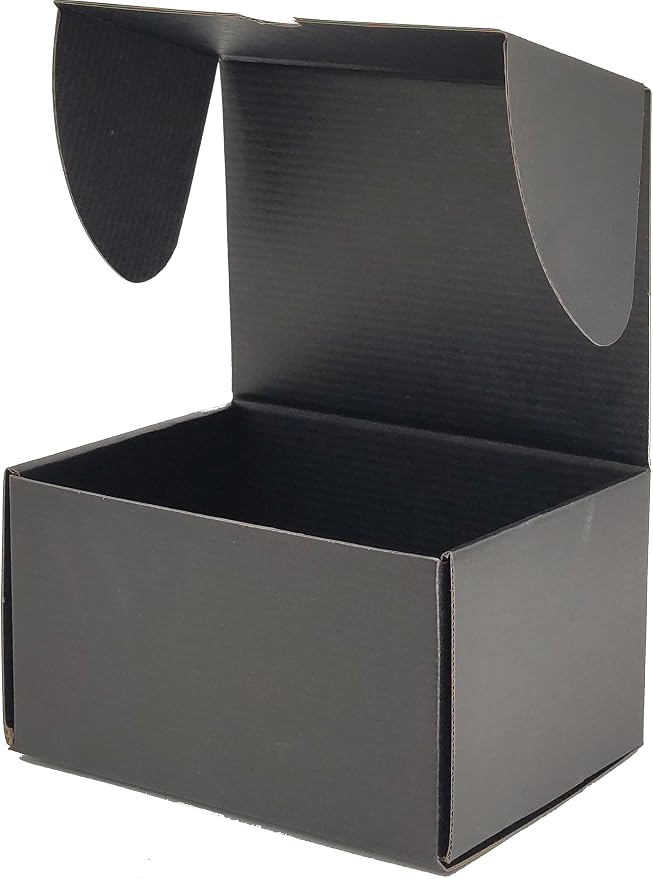 7x5x4 Shipping Boxes Set of 50, Black Mailer Corrugated Cardboard Box | for Packaging, Literature, Packing, Mailing, Storage, Small Business, Moving, Gift, Supplies, Quick Fold, Tab Locking
