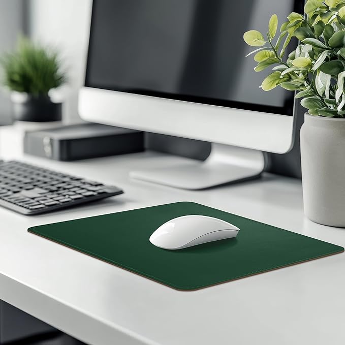 Mouse Pad, PU Mouse Pad，Leather Mouse Pad with Stitched Edge Micro-Fiber Base with Non-Slip Waterproof，Mouse Pad for Computers，Laptop, 8x11Inch (Army Green)