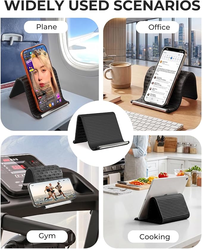 2026 Airplane Phone Holder, Flexible Silicone Portable Phone Stand | Foldable for Desk Bed Office, Travel Essentials Hands Free Mount for iPhone Tablet Laptop,Anti-Slip & Scratch-Resistant