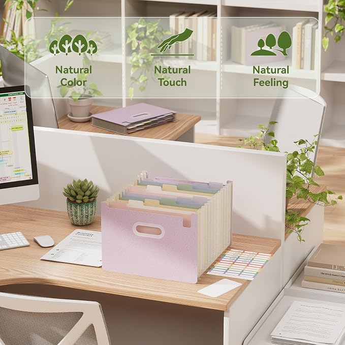 EcoStash 12 Pockets Accordion File Organizer, Upright & Open Top | Wheat Straw, 100% BPA Free, Monthly Bill Receipt Organizer, Letter/A4 Size for School Home Office Hospital - Lavender Purple