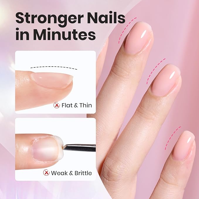 Beetles Builder Gel for Nails & Milky Pink Gel Nail Polish, 8 in 1 Clear Builder for Nail Apex, Strengthening,Crack Repair & Extension,Beginner-Friendly DIY UV Nail at Home,with Nail Art Brush