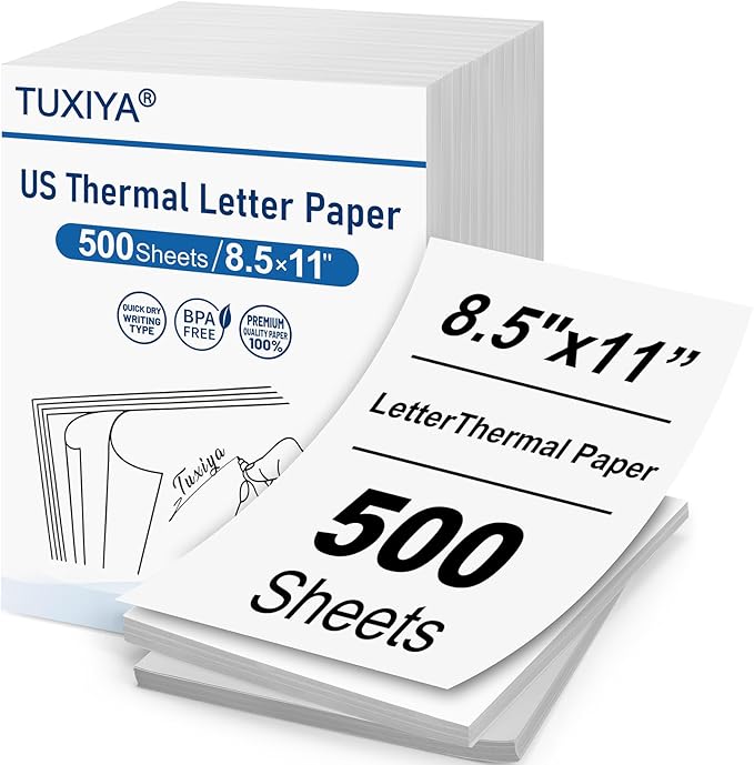500 Sheets Thermal Printer Paper 8.5 x 11 Inch,BPA free Advanced Thermal Printing, US Letter Size Thermal Paper Compatible Most Portable Printers