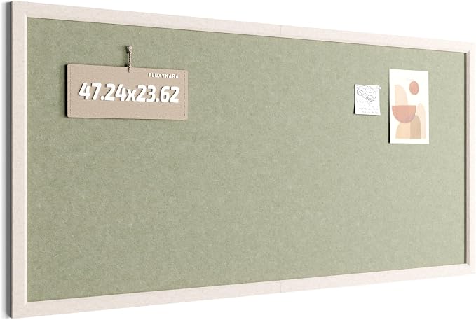 Fluxynara 47.2" x 23.6" Felt Frame Bulletin Board, Sage | Cork Board Alternative with 36 Removable Adhesive Tabs, Foldable Pin Board for Wall, Home, Office, Classroom & Dorm