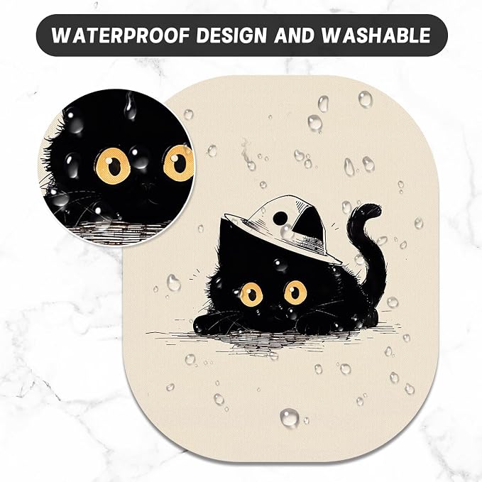 Small Mouse Pad, 6 x 7 Inch, Oval Mini Mouse Pad with Non-Slip Rubber Base for Laptop Wireless Mouse Keyboard Tray Mousepad, Cat Lying Down