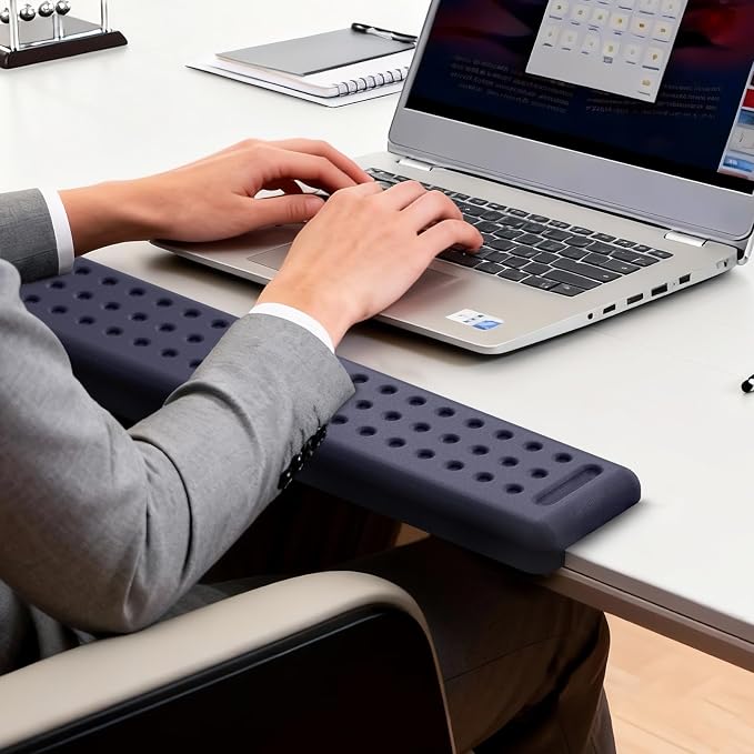 Leolee L-Shaped Desk Long Wrist Rest Elbow 60CM, Deep Blue Arm Rest | Memory Foam, Non-Slip Base, Ergonomic Desk Edge Cushion, Wrist Support for Computer Keyboard, Typing, Office, Home