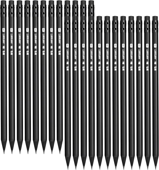 M&G Wood-Cased 2B Pencils, 24 Pack Pre-Sharpened Pencils with Top Erasers, Bulk Black Pencils for School Teacher Supplies, Writing, Drawing and Sketching