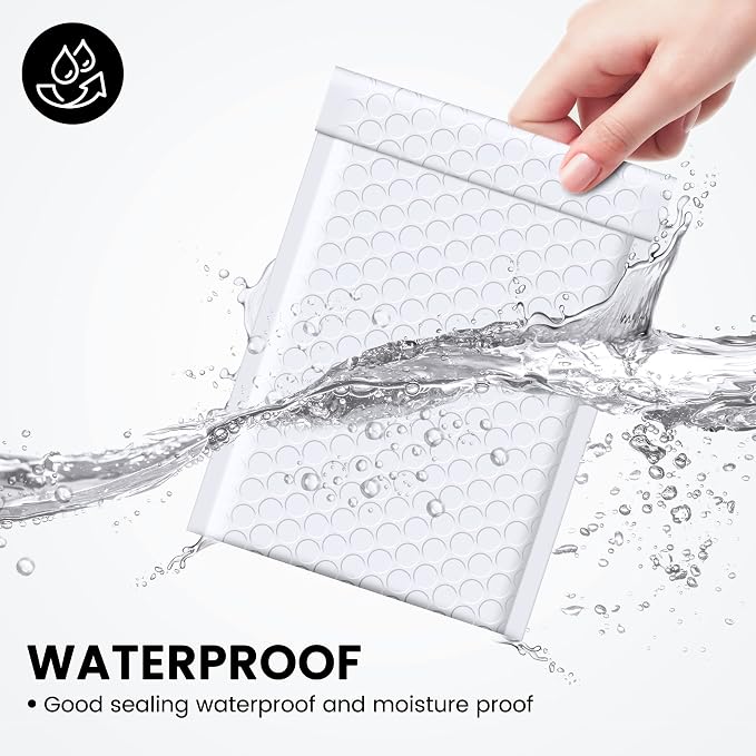 Fuxury Bubble Mailers 4x8" 500 Pack Wihte Self Seal Padded Envelopes Bulk | Usable Size 4x7" Bubble Mailing Envelopes Opaque Padded Mailers Shipping Bags for Mailing Jewelry Makeup Small Business