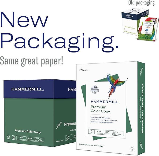Hammermill Printer Paper, Premium Color 28 lb Copy Paper, 8.5 x 14-1 Ream (500 Sheets) - 100 Bright, Made in the USA