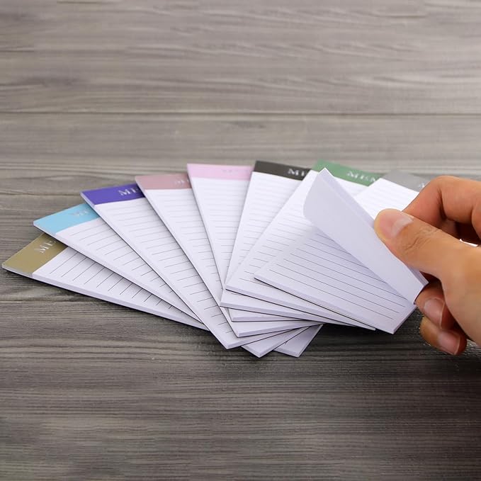 FLIPPED 8 Pack Magnetic Notepads for Refrigerator，Magnetic Note Pad for Fridge，Notepad Grocery List Full Magnet Back Design Magnet Memo Pads for Grocery List, Shopping List(Minimalism)