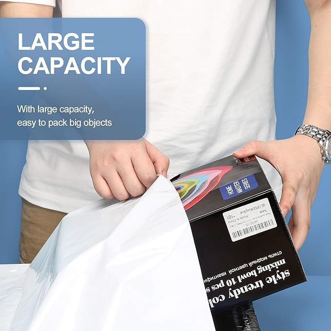 Metronic Poly Mailers 19x24 500Pcs Large Shipping Bags for Clothes,Heavy Duty Shipping Envelopes Bulk for Small Business,Strong Adhesive Self-Seal Plastic Mailing Bags for E-Commerce Packaging, White