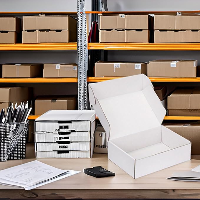 Small Shipping Boxes 10x10x3 Inch (25 Pack) - Sturdy White Corrugated Cardboard Boxes for Small Business, Ecommerce, Mailing & Packaging | Recyclable Gift & Storage Boxes