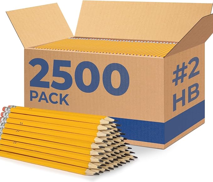 Rosmonde Pencils Bulk, 2500 Pack, Pre Sharpened #2, Pencils With Top Erasers, #2 HB Sharpened for Smooth Writing, Easy Hold Grip, Pencils Set, Bulk Supplies for School Districts, & Classrooms