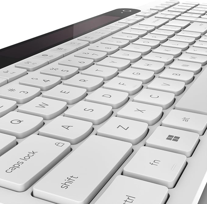Lenovo 800 Self-Charging Bluetooth Keyboard, Battery-Free Wireless Keyboard with Light-Powered Charging, Multi-Device BT 5.1, Connect Up to 3 Devices, Compatible with Windows, macOS, ChromeOS, White