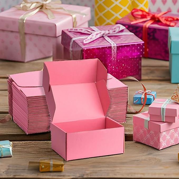 Small Shipping Boxes 9x6x4 Inches – Pink Corrugated Cardboard Boxes (20-Pack) for Mailing, Packing, Small Business & Gift Packaging - Recyclable & Sturdy