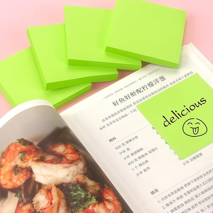 Sticky Notes 3x3 Pop Up with Bright Colors (Green), 4 Pads 90 Sheets/Pad | Bright Green Pop Up Self-Stick Notes Pads, 360 Sheets Total, Perfect for Daily Reminders, Study Notes, and Office Memos