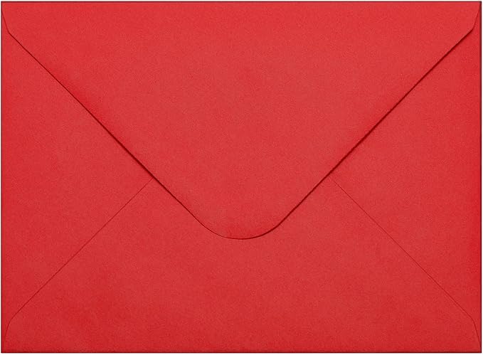 50 Packs of A7 Envelopes for Invitation, Red 5x7 Envelopes with V Flap, Great for Graduation, Invitation, Baby Shower, Wedding and RSVP Cards (Red)