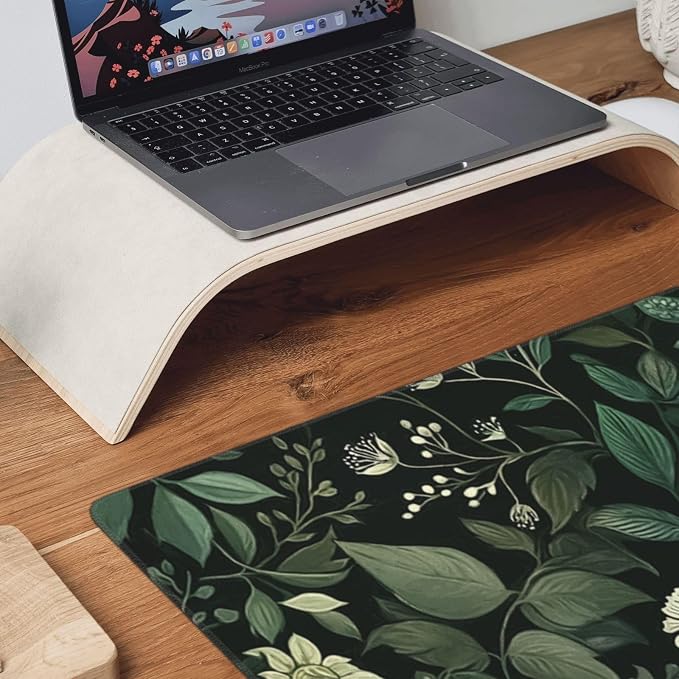 XXL Gaming Mouse Pad 35.4x15.7 Inch, Large Extended Desk Mat | Vintage Botanical Design, Non-Slip Rubber Base, Water-Resistant Surface and Stitched Edges for Gaming, Office & Home