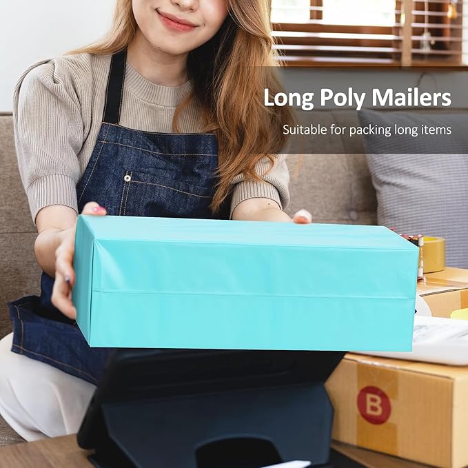 UCGOU 11.5x26 Long Poly Mailers Teal Shipping Bags Self-Sealing Waterproof and Tear-Proof Shipping Envelope for Small Business Unique Items 50 Pack