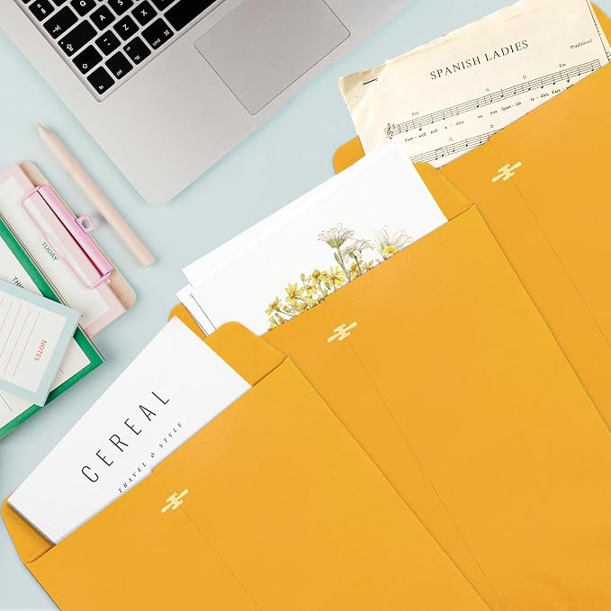 Goefun 11.5 x 14.5 inch Clasp Envelopes, Manila, 100 Pack | Clasp and Gummed Closures, Large Size for Storing or Mailing, 100 GSM Kraft Paper