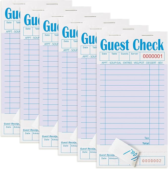 6 Pack Purple Guest Checks Books for Servers Server Note Pads, Waiter Checkbook, Waitress Notepad for Restaurants, Paper Checks 50 Sheets/Pack, 300 Total Tickets