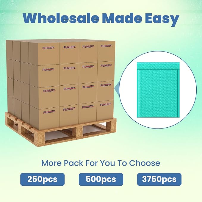 Fuxury Bubble Mailers Bulk 10x13 Inch Teal 500 Pack | Opaque Padded Envelopes for Clothing, Books, Makeup & Accessories, Self Seal Shipping Bags for Small Business