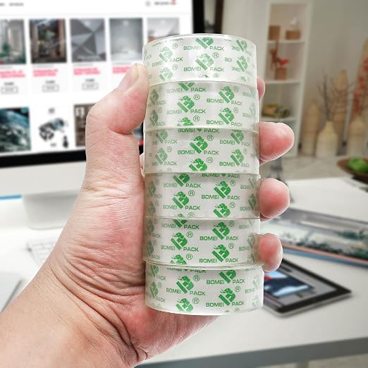 BOMEI PACK Crystal Clear Transparent Tape, 100 Rolls for Stationery Tape, 3/4 in x 1000 in