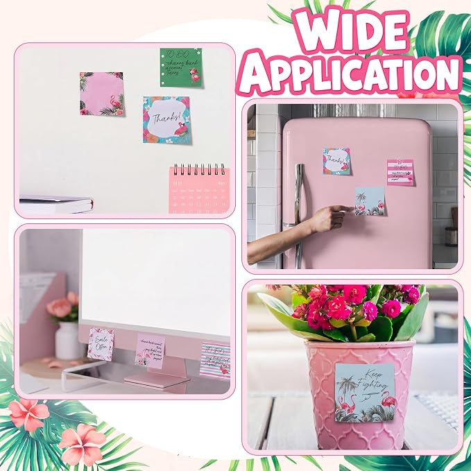 9 Pads Flamingos Sticky Notes, 3x3 Inch Cute Stick Notepads | Adhesive Memo Notes Pad, Coworker Gifts, Office Supplies Decor, Desk Accessories for Students, Teacher, Meeting