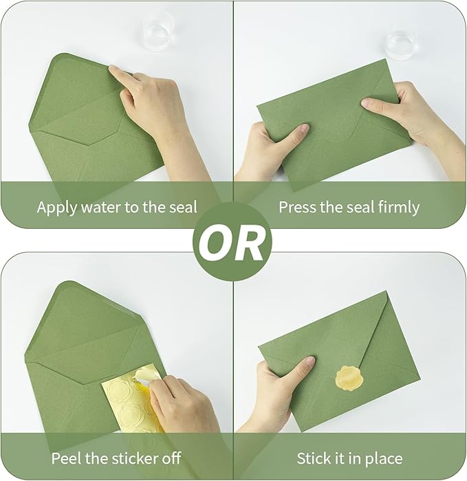 YINUOYOUJIA 50 PCS Sage Green Specialty Paper Envelopes A7, 5 x 7 Envelopes for Invitation, Great for Wedding Invitation Cards, Photos,Perfect for Birthday, Baby Shower, Graduation, Christmas