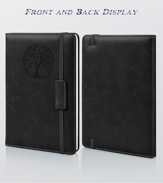 Graph Paper Notebook Journal for Women Men,140 Pages Hardcover Grid Notebooks for Work & School,Leather Journals for Writing, Graphing Paper Notebook 5.7"×8.3" (Black)