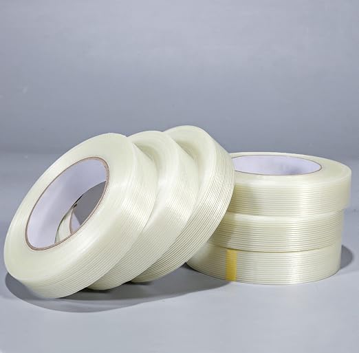 Valley'sYuMiao 6 Pack,Filament Strapping Tape, 1in×60yds, Mono Fiberglass Transparent Reinforced Packing, Heavy Duty Wearproof Tape, 5.5mils