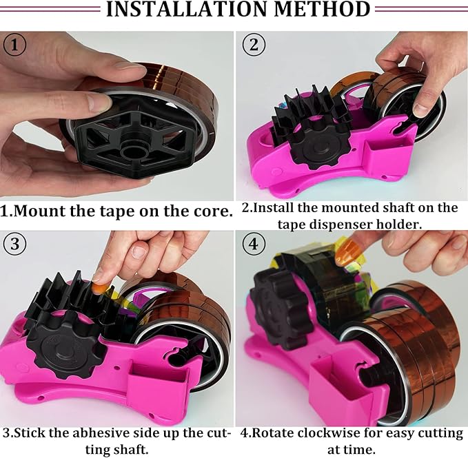 Heat Tape Dispenser Sublimation - Multiple Roll Cut Heat Tape Dispenser 1" and 3" Core Double Reel Cores Sublimation for Heat Transfer Tape, Semi-Automatic Tape Dispenser with Compartment Slots