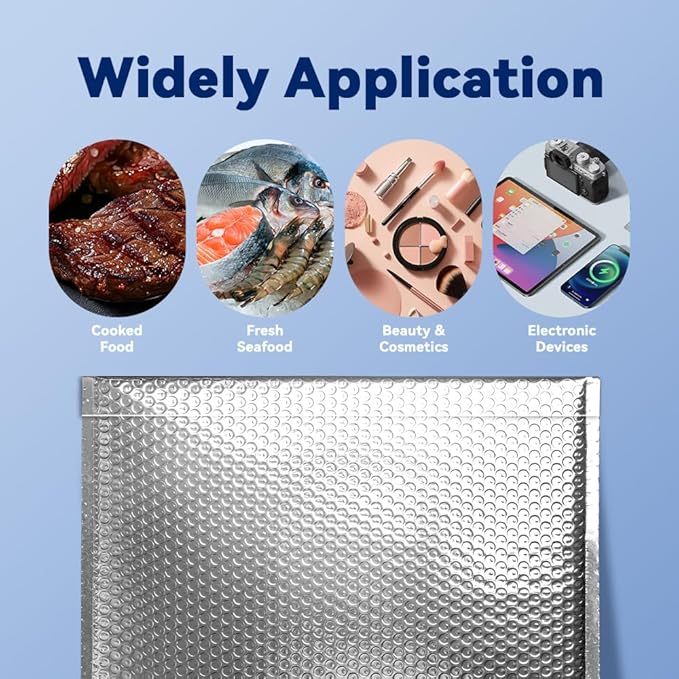 Koja Insulated 50-Pack Thermal Metallic Foil Padded Bubble Mailers 20 X 24 Inches Waterproof Metallic Envelopes Cold Shipping Bags for Frozen Food, Ice Pack Delivery, Perishable Items - Thick 180 GPS.