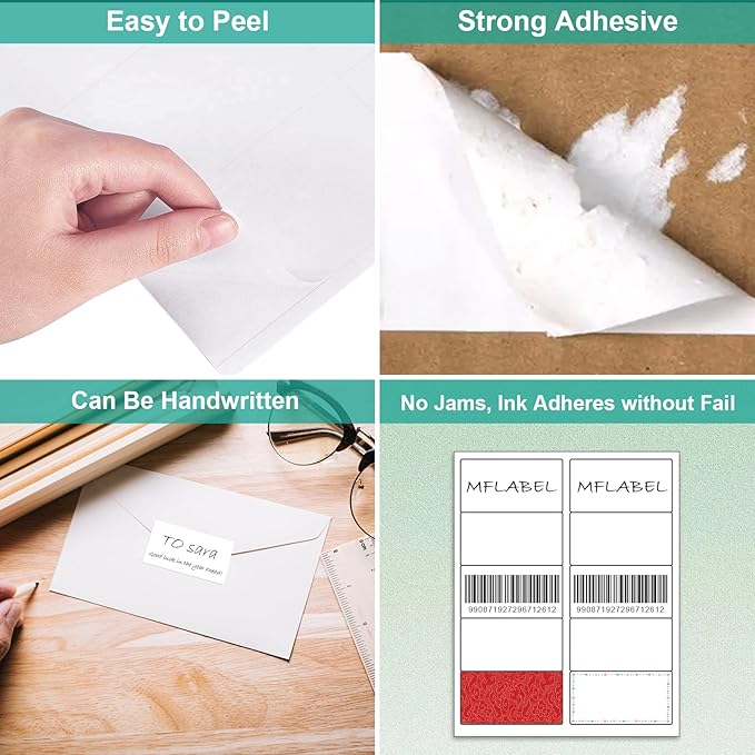 MFLABEL 2x4 Shipping Labels 10-UP - 500 Sheets (5000 Labels!) for Laser/Inkjet Printers | Industrial Adhesive for Boxes/Mailers | FBA & UPS Certified + Free 48 Fragile Stickers