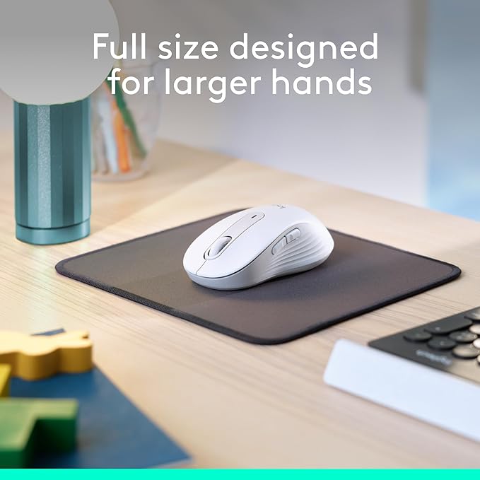 Logitech Signature M650 L Full Size Wireless Mouse - for Large Sized Hands, 2-Year Battery, Silent Clicks, Customizable Side Buttons, Bluetooth, for PC/Mac/Multi-Device/Chromebook - Off White