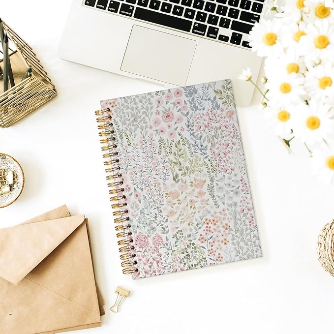 Cute Notebook, Aesthetic Spiral Notebook Journal for Women | Floral Pastel Pretty Hardcover Spiral Notebook for School, Pink Journal for Teen Girls Nurses Teacher 5.5x8.3