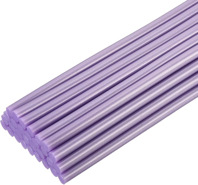 uxcell 30pcs Full Size Hot Glue Gun Sticks 8-inch x 0.27-inch High Sticky Small Hot Glue Sticks for Glue Gun, Metallic Purple