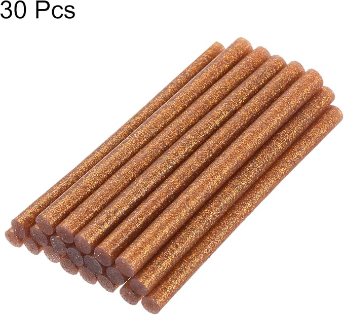 uxcell 30pcs Mini Hot Glue Gun Sticks 4-inch x 0.27-inch High Sticky Small Hot Glue Sticks for Glue Gun, Glitter Bronze